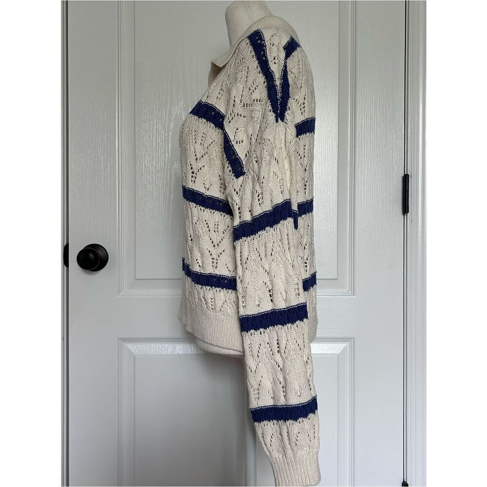Cream Airy Open-Knit Lightweight Sweater Coastal Cottagecore Beachy Medium - Picture 6 of 15